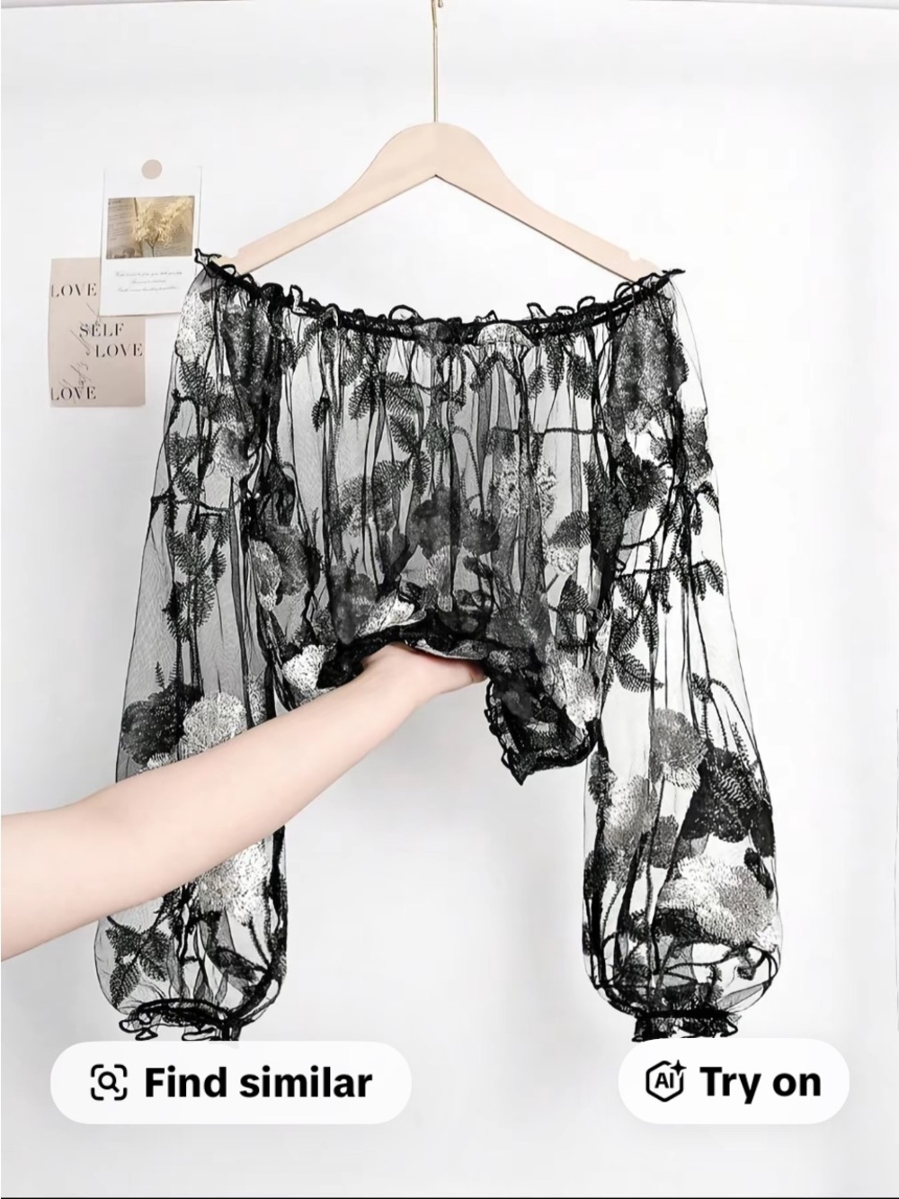 Sheer Black Floral Off-Shoulder Blouse